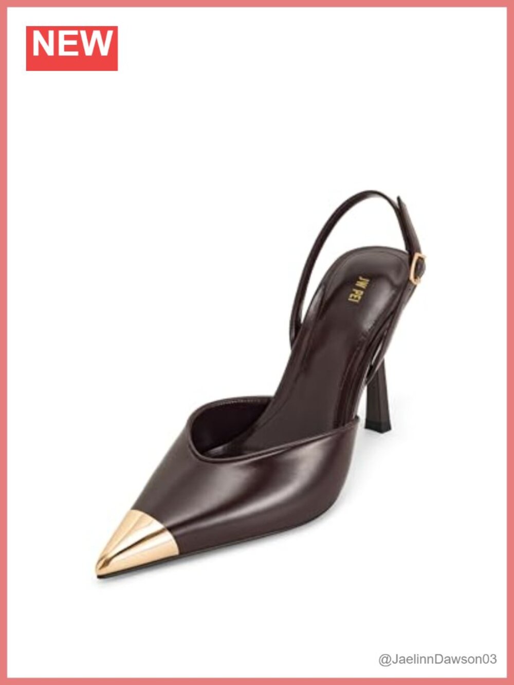 Vegan Leather Slingback Pumps Gold Tipped High Heels